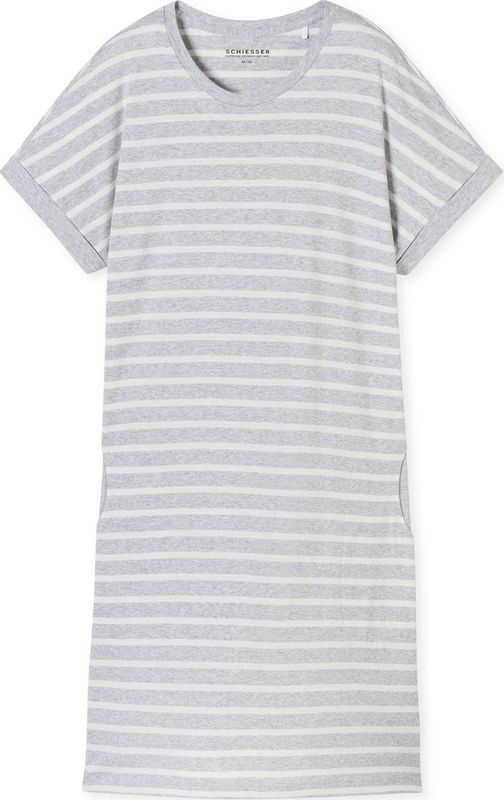 Schiesser - Casual Essentials - Nachtjapon - Silver Grey Melange - 100% Katoen