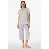 Schiesser - 181254 - Pyjama - Silver Grey Melange - 100% Katoen, 3/4 Lengte, Elastische Tailleband