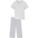 Schiesser - 181254 - Pyjama - Silver Grey Melange - 100% Katoen, 3/4 Lengte, Elastische Tailleband