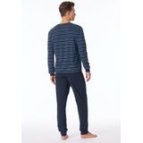 UNCOVER - Nachtkleding - Lange Pyjama - Blauw - Katoen - Blokstrepen