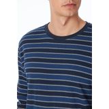 UNCOVER - Nachtkleding - Lange Pyjama - Blauw - Katoen - Blokstrepen