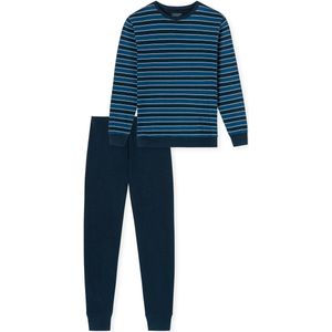 UNCOVER - Nachtkleding - Lange Pyjama - Blauw - Katoen - Blokstrepen