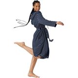 Schiesser - 181535 Feather Terry - Badjas - Navy - Lichtgewicht Damesbadjas