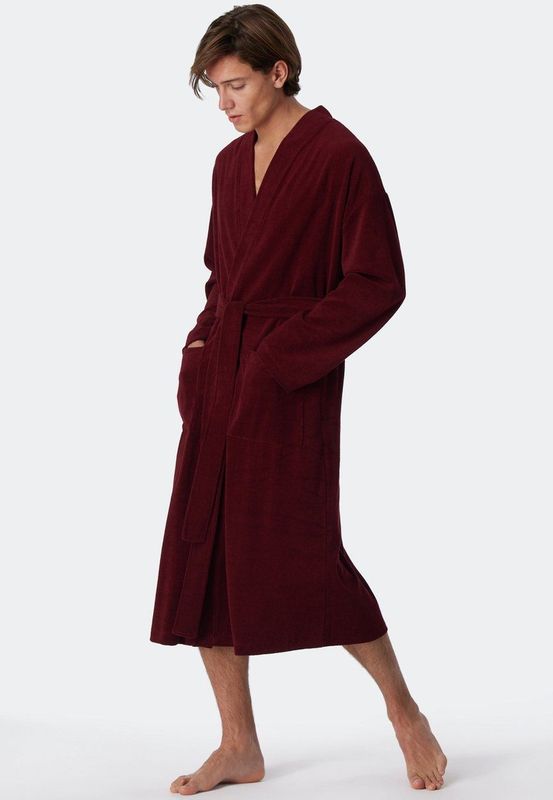 Schiesser - 181536 Feather Terry - Badjas - Burgundy - 80% Katoen