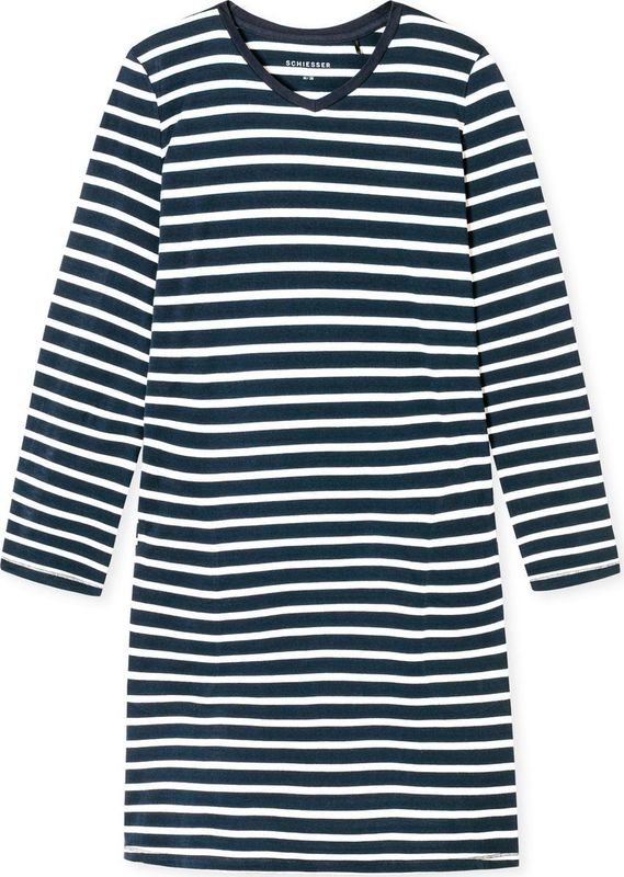 Schiesser - 181745 Casual Essentials - Nachtjapon - Nachtblauw - 100% Katoen