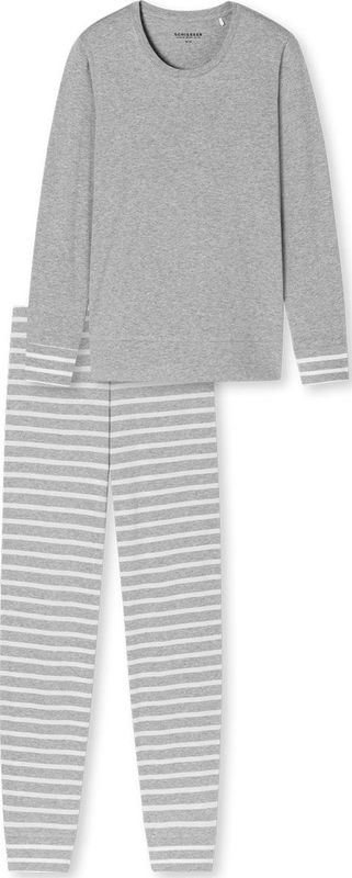 Schiesser - 181746 Casual Essentials - Damespyjama - Zilvergrijs Gemêleerd