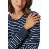 UNCOVER by SCHIESSER - Lange Pyjama - Donkerblauw - Katoen - Gestreepte Bovenkant