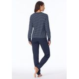 UNCOVER by SCHIESSER - Lange Pyjama - Donkerblauw - Katoen - Gestreepte Bovenkant