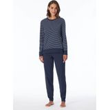 UNCOVER by SCHIESSER - Lange Pyjama - Donkerblauw - Katoen - Gestreepte Bovenkant