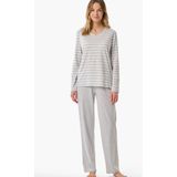 Schiesser - 181756 Casual Essentials - Damespyjama - Zilvergrijs Gemêleerd
