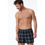 Schiesser - Boxershorts - Donkerbruin en Ruitjespatroon - 2PACK