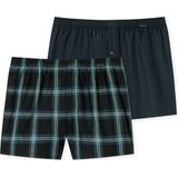 Schiesser - Boxershorts - Donkerbruin en Ruitjespatroon - 2PACK