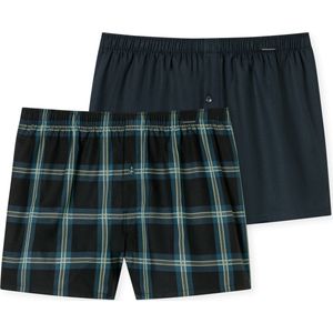 Schiesser - Boxershorts - Donkerbruin en Ruitjespatroon - 2PACK