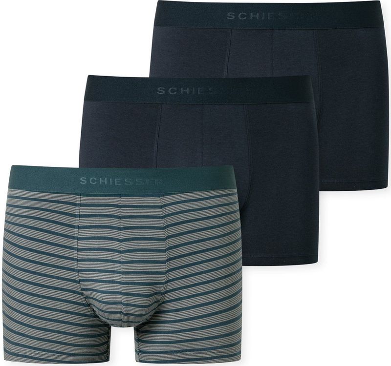 Schiesser - 180199 - Short - Night Blue - 3-Pack van 95% Katoen en 5% Elastaan