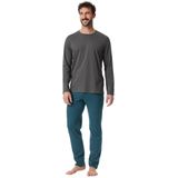 Schiesser - Pyjama - Antraciet Blauw - Katoen