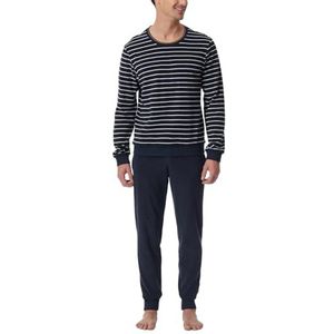 Schiesser - Schlafanzug Lange - Nachtkleding - Nachtblauw - Zachte Wrijven