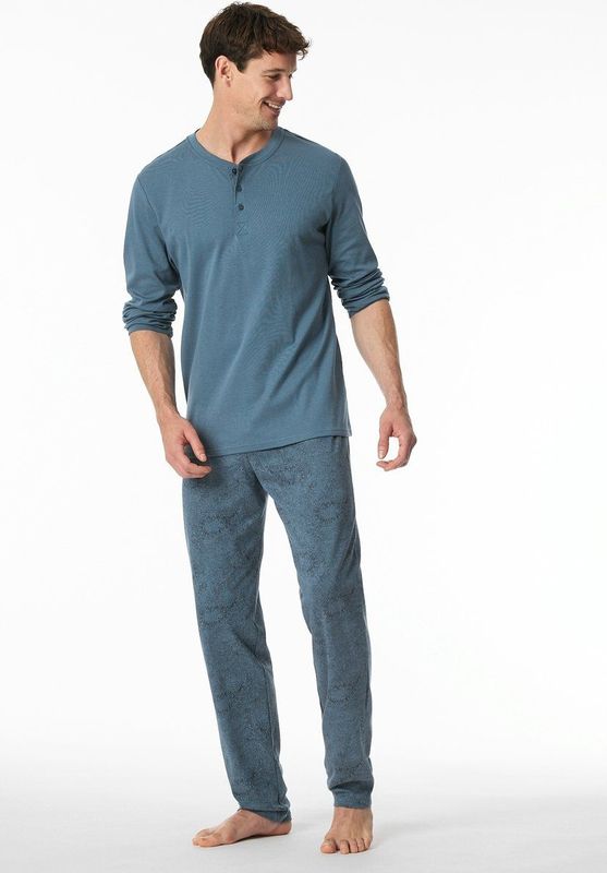 Schiesser - 181926 - Pyjama - Jeans Blue - Badstof, 80% Katoen, 20% Polyester