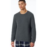 Schiesser Herenslaapshirt met lange mouwen, ronde hals, fijn geribbeld, organisch katoenmix + relaxpyjama-top, Donkergrijs-gem._182041, 48