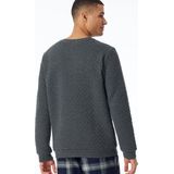 Schiesser Herenslaapshirt met lange mouwen, ronde hals, fijn geribbeld, organisch katoenmix + relaxpyjama-top, Donkergrijs-gem._182041, 48
