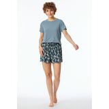 Schiesser Dames slaapbroek korte geweven broekmix + Relax pyjama broekje, Jeansblauw_181197, 34