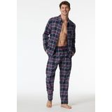 Schiesser - 182123 - Pyjama - Nightblue - Katoen, X-Mas Family, Geruit Patroon