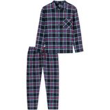 Schiesser - 182123 - Pyjama - Nightblue - Katoen, X-Mas Family, Geruit Patroon