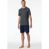 Schiesser - Pyjama - Antraciet - Korte Ronde Hals - Nachtkleding