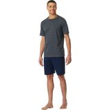 Schiesser - Pyjama - Antraciet - Korte Ronde Hals - Nachtkleding