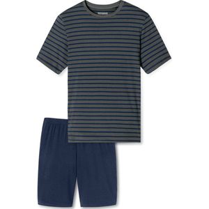 Schiesser - Pyjama - Antraciet - Korte Ronde Hals - Nachtkleding