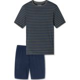 Schiesser - Pyjama - Antraciet - Korte Ronde Hals - Nachtkleding