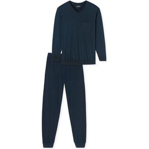 Schiesser - Comfort Essentials - Pyjamaset - Blauw - Lange Mouwen - V-hals