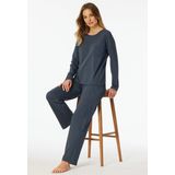 Schiesser - Lange Pyjama - Grafiet - Dames - Casual Nachtkleding