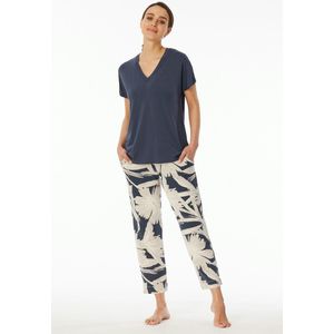 Schiesser - 182540 - Dames Pyjama - Grafiet - 7/8 Broek Korte Mouwen