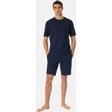 Schiesser Heren nachtjapon korte mouwen ronde hals mix + relax pyjama top, nachtblauw_182596, 58, nachtblauw 182596, 60, Nachtblauw 182596