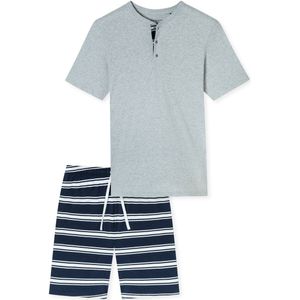 Schiesser - Casual Nightwear - Shortama - Lichtgrijs mêlee - 2-delig