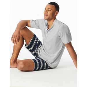 Pyjama - Lichtgrijs - Korte Mouwen - Ronde Hals - Knoopsluiting