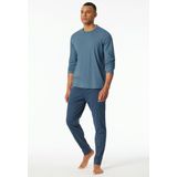 Schiesser - Mix+Relax - Pyjamashirt - Atlantic Blauw - Lange Mouw