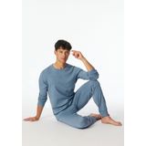 Schiesser Heren korte V-hals-Comfort Nightwear nachthemd, blauw-jaspe_181919, 48, Blauw-jaspe_181919, 48