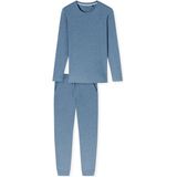 Schiesser Heren korte V-hals-Comfort Nightwear nachthemd, blauw-jaspe_181919, 48, Blauw-jaspe_181919, 48