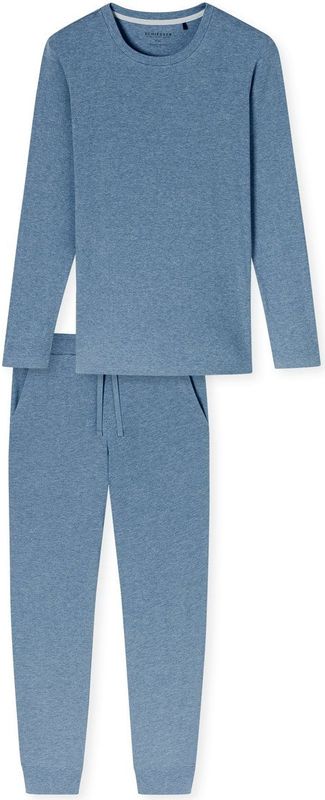 Schiesser Heren korte V-hals-Comfort Nightwear nachthemd, blauw-jaspe_181919, 48, Blauw-jaspe_181919, 48