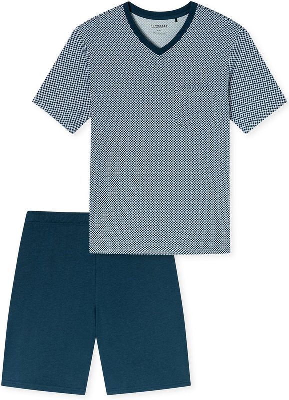 Schiesser - Shortama - Blauw Geprint - Katoen