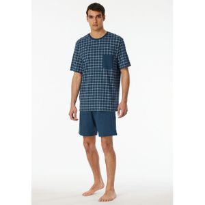 Schiesser - 181155 Comfort Essentials - Pyjama - Lichtblauw/Donkblauw - 100% Katoen, Regular Fit