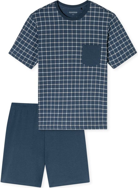 Schiesser - Herenpyjama - Korte Mouwen - Ronde Hals - Comfortabele Essentials