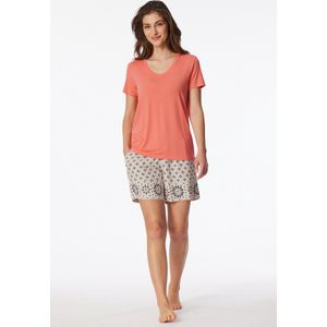 Schiesser Dames slaapshirt korte mix Relax Pyjama-top, perzik_182638, 36, Perzik 182638, 36
