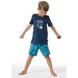 Schiesser - 181077 - Pyjama Set - Nachtblauw - Korte Mouwen, Allover-patroon