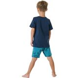 Schiesser - 181077 - Pyjama Set - Nachtblauw - Korte Mouwen, Allover-patroon