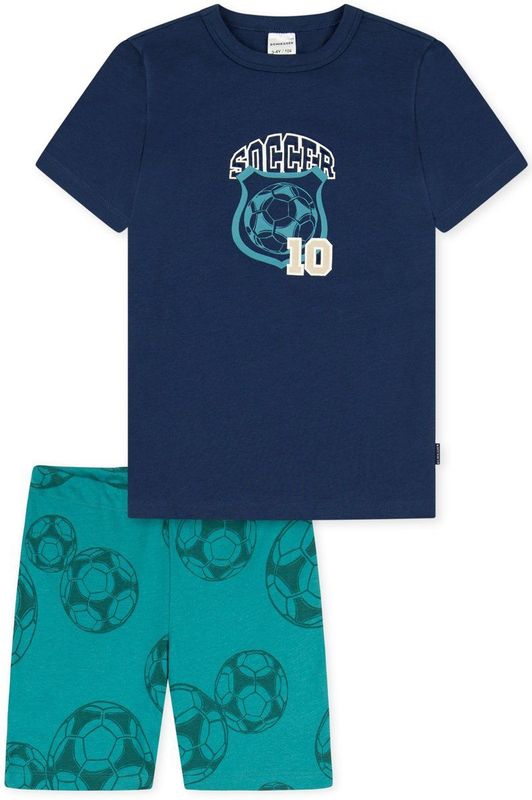 Schiesser - 181077 - Pyjama Set - Nachtblauw - Korte Mouwen, Allover-patroon