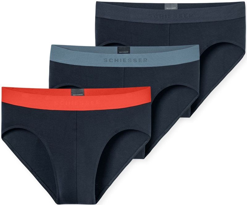 Schiesser - Rio-slip - Zwart/Oranje/Grey/Antraciet - Multipack - 3 Stuks