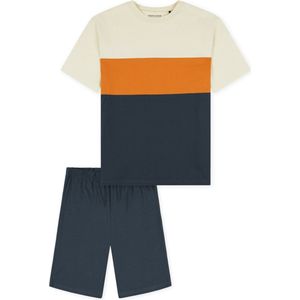 T-shirt - Colourblocking - Blauw - 100% Biologisch Katoen