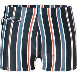 Schiesser Zwembroek met rits gebreide stof gerecyclede strepen - nachtblauw - Aqua